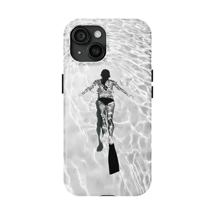 Woman Snorkeling Underwater Black White Photography