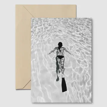 Woman Snorkeling Underwater Black White Photography