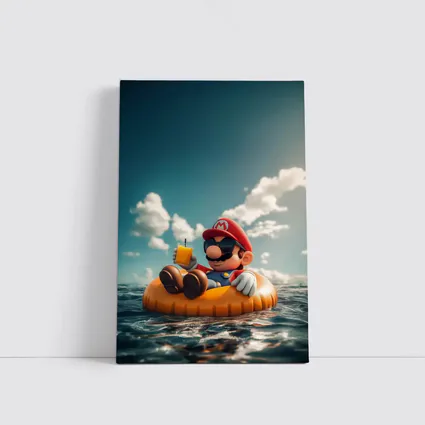 Mario Relaxing On Float Ocean Summer