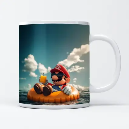 Mario Relaxing On Float Ocean Summer