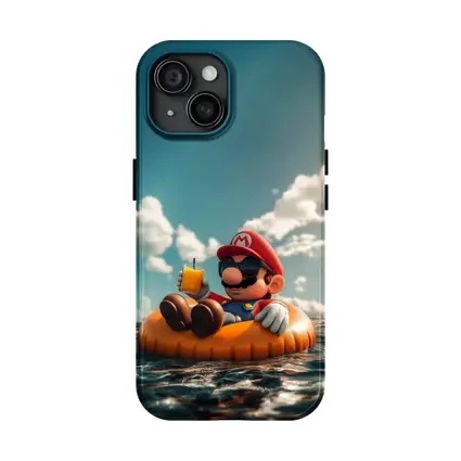 Mario Relaxing On Float Ocean Summer
