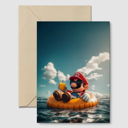 Mario Relaxing On Float Ocean Summer