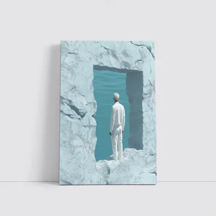 Man Standing In White Rock Ocean Portal