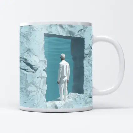 Man Standing In White Rock Ocean Portal