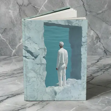 Man Standing In White Rock Ocean Portal