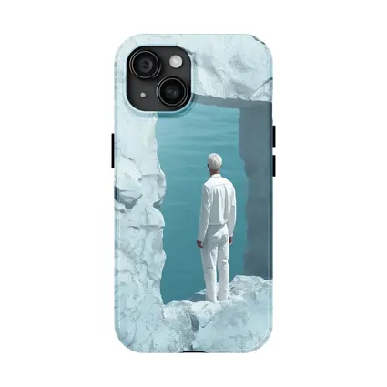 Man Standing In White Rock Ocean Portal