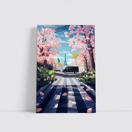 Eiffel Tower Paris Street Cherry Blossoms Spring