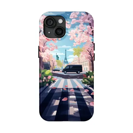 Eiffel Tower Paris Street Cherry Blossoms Spring