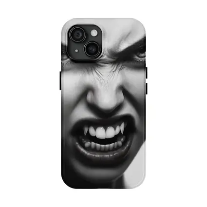 Angry Vampire Woman Black White Portrait