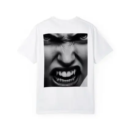 Angry Vampire Woman Black White Portrait