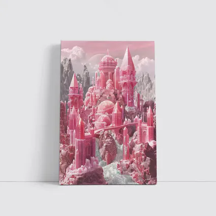 Pink Crystal Fantasy Castle Rocky Mountains