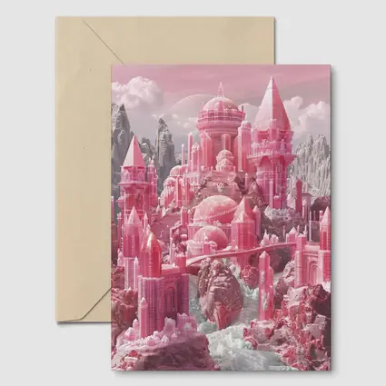 Pink Crystal Fantasy Castle Rocky Mountains