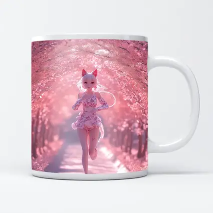 Anime Girl Running Cherry Blossom Path
