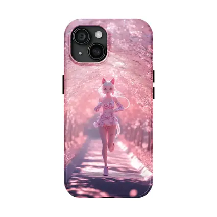 Anime Girl Running Cherry Blossom Path