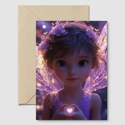 Fantasy Fairy Girl Purple Glowing Wings