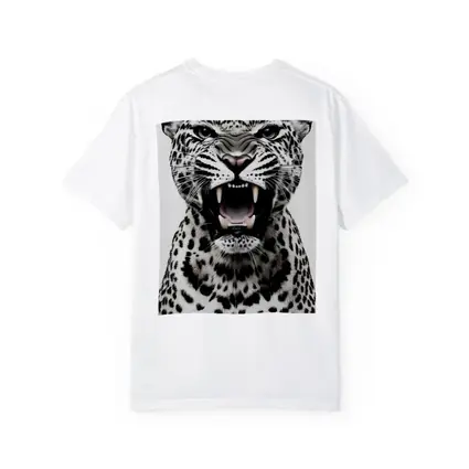 Roaring Leopard Portrait Black White Background