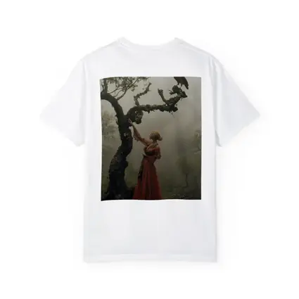 Woman With Red Bird Misty Forest
