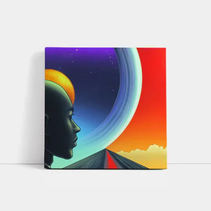 Surreal Human Head Cosmic Space Road