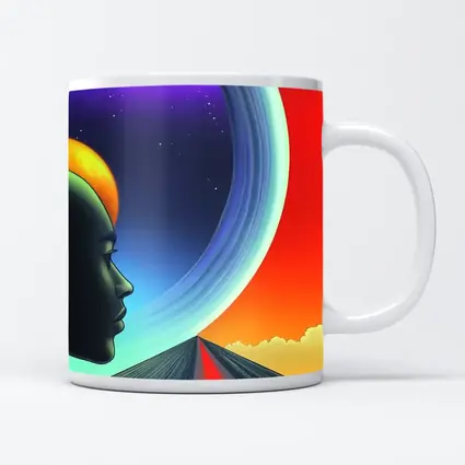 Surreal Human Head Cosmic Space Road