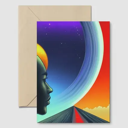 Surreal Human Head Cosmic Space Road