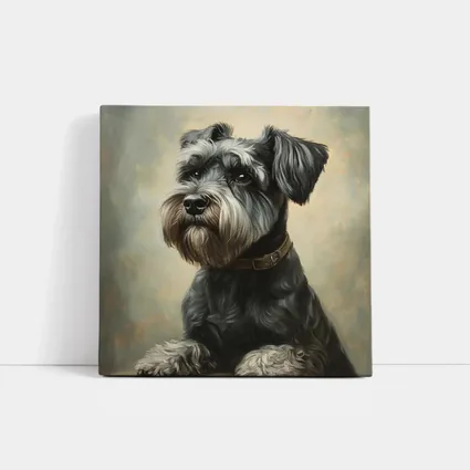Schnauzer Dog Oil Painting Neutral Background