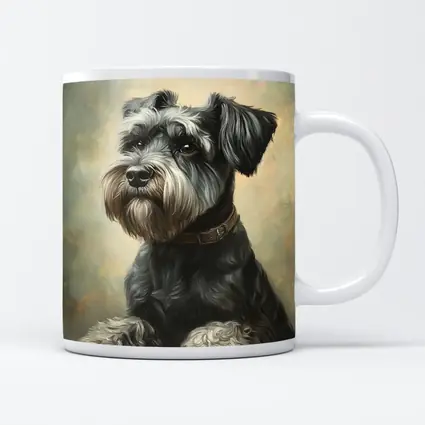 Schnauzer Dog Oil Painting Neutral Background