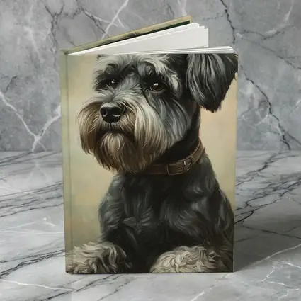 Schnauzer Dog Oil Painting Neutral Background
