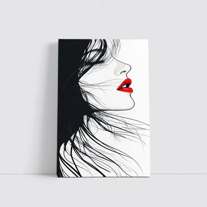 Woman Side Profile Red Lips Black Hair