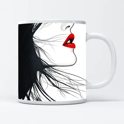 Woman Side Profile Red Lips Black Hair