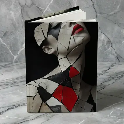 Mosaic Woman Portrait Black White Red
