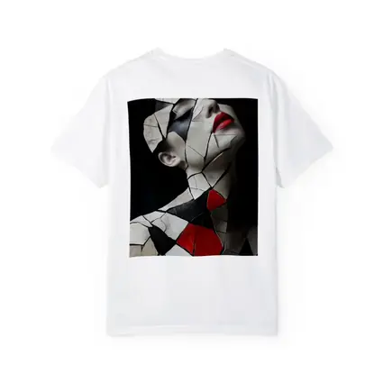 Mosaic Woman Portrait Black White Red