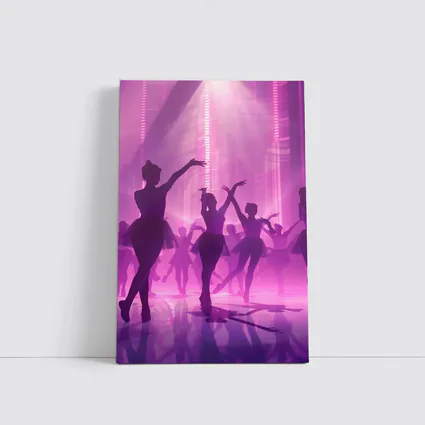 Ballet Dancers Silhouettes Purple Glowing Stage