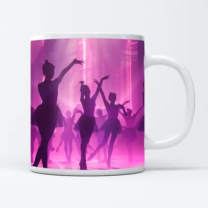 Ballet Dancers Silhouettes Purple Glowing Stage