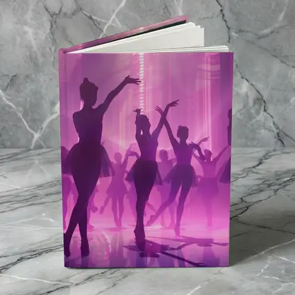Ballet Dancers Silhouettes Purple Glowing Stage
