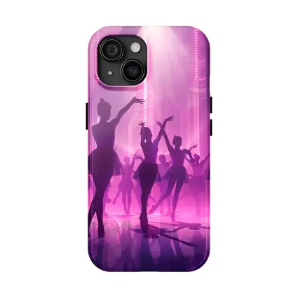 Ballet Dancers Silhouettes Purple Glowing Stage