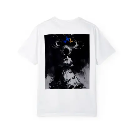 Dark Anime Girl Butterflies Black White Art