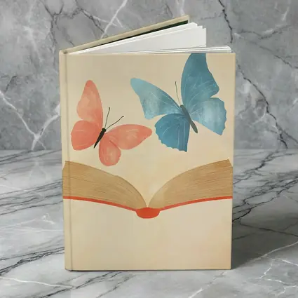 Two Butterflies Flying From Open Book