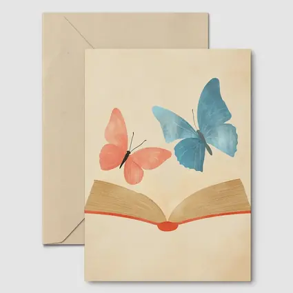 Two Butterflies Flying From Open Book