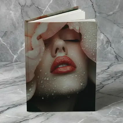 Woman Face Peony Petals Water Drops