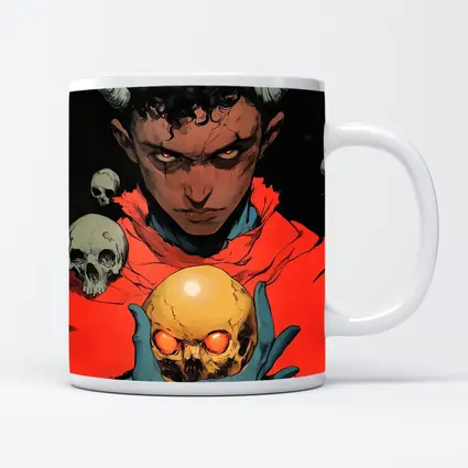 Dark Demon Holding Glowing Skull Comic Art