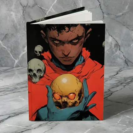 Dark Demon Holding Glowing Skull Comic Art