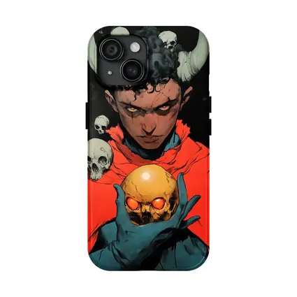 Dark Demon Holding Glowing Skull Comic Art