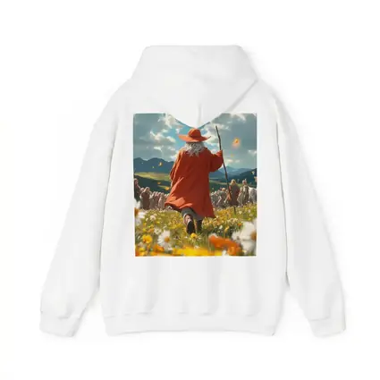 Wizard Walking Through Colorful Flower Field