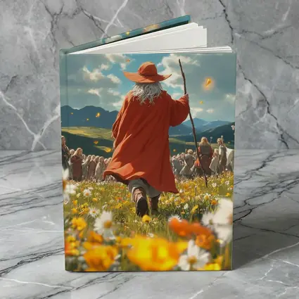 Wizard Walking Through Colorful Flower Field