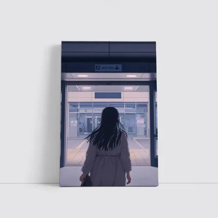 Anime Girl Standing at Train Station