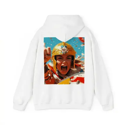 Fierce Female Warrior Gold Helmet Blue Sky