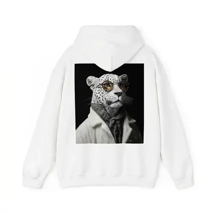 Snow Leopard Wearing Glasses and Coat