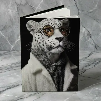 Snow Leopard Wearing Glasses and Coat