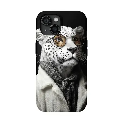 Snow Leopard Wearing Glasses and Coat