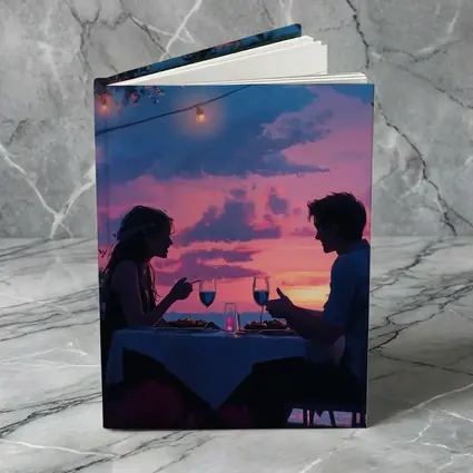 Romantic Couple Dinner Date Sunset Sky